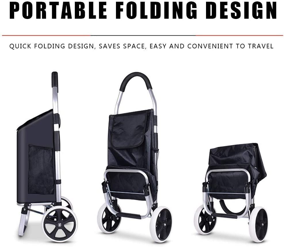 Einkaufstrolley Einkaufswagen, faltbar, tragbarer kleiner Anhänger, Aluminiumlegierung, Stange, 50 kg tragend, mit 41 l… – Bild 4