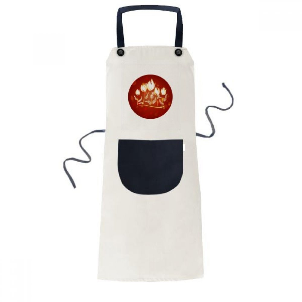 Tablier de cuisine contre les taches bavoir noir réglable avec poche motif tulipe
