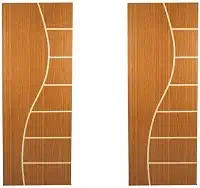 Kit com 2 Folhas de Porta Madeira Decorada 210x70cm Espessura 3,5cm Cantareira Mogno