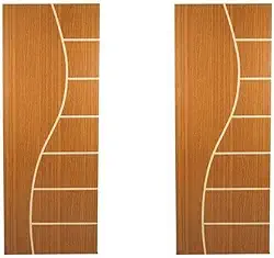 Kit com 2 Folhas de Porta Madeira Decorada 210x70cm Espessura 3,5cm Cantareira Mogno