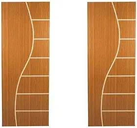 Kit com 2 Folhas de Porta Madeira Decorada 210x70cm Espessura 3,5cm Cantareira Mogno