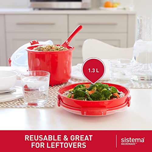 Sistema Microwave runde Mikrowellenschüssel | 1,29 l Mikrowellenbehälter mit Dampfventil | BPA-frei | rot 5