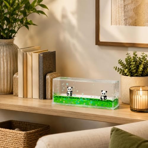 Image of Kawaii Panda Liquid Motion Paperweight with Floating Glitter, Unsinkable Fluid Sensory Desk Toy, Decorative Stress Relief Accessory for Office, Study, Kids & Adults (Panda Floating Liquid Sensory)