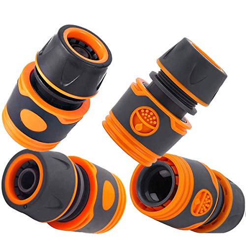 Preisvergleich Produktbild DETENO 4 Stück Schlauchverbinder, Anschluss Schlauchkupplung Wasserhahn,Hose Quick Connector Gartenschlauch Schlauchverbinder 1 / 2 Zoll Schlauchstück,mit Wasserstop