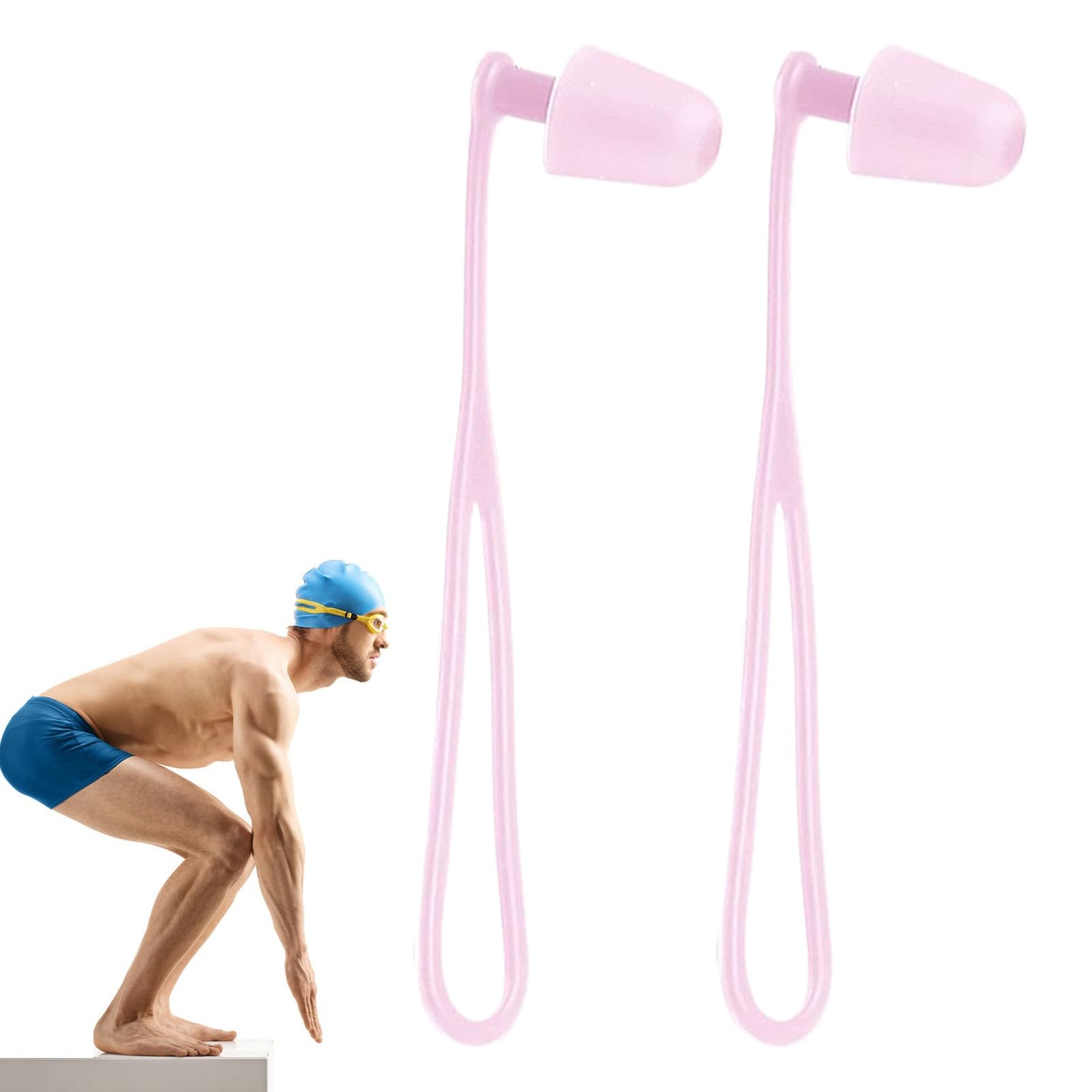 Swimming Ear Plugs - Waterproof Ear Plugs Silicone - Waterproof Reusable Hearing Protection Earbuds 1 Pair with Lanyard for Shower Pool Diving Surfing Kayaking