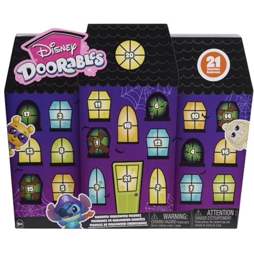 Disney Doorables Halloween Advent Calendar, 21 Surprise Figures with Glittery Eyes, Ages 5+