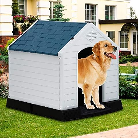 Dog House, Extra Large Dog House for Small Medium Large Dogs, Waterproof Ventilate Plastic Durable Indoor Outdoor Pet Shelter Kennel with Air Vents and Elevated Floor, Easy to Assemble Cover
