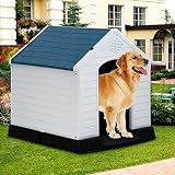 Dog House, Extra Large Dog House for Small Medium Large Dogs, Waterproof Ventilate Plastic Durable Indoor Outdoor Pet Shelter Kennel for Outside with Air Vents and Elevated Floor, Easy to Assemble