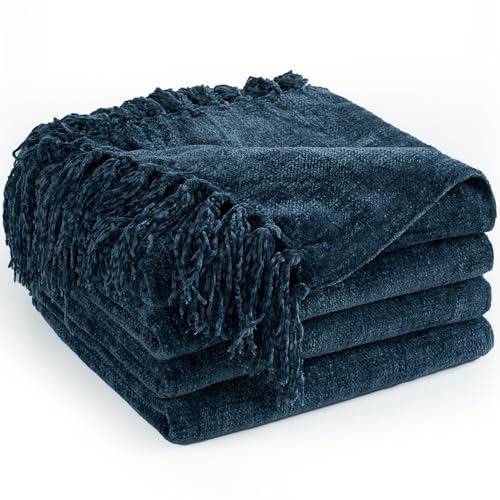 LONG CREATE Chenille Throw Blanket for Couch 50"X 60", Soft