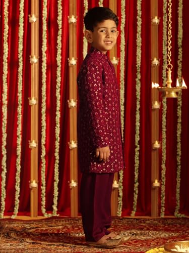 Image of VASTRAMAY Boys VASTRAMAY Boys' Maroon Sherwani Set