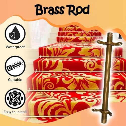 Brass Carpet Stair Rods for Indoor Stairs, Apartment & Theater Runners - 10pcs Set (22in, 56cm) - Durable & Elegant Stair Carpet Accessories