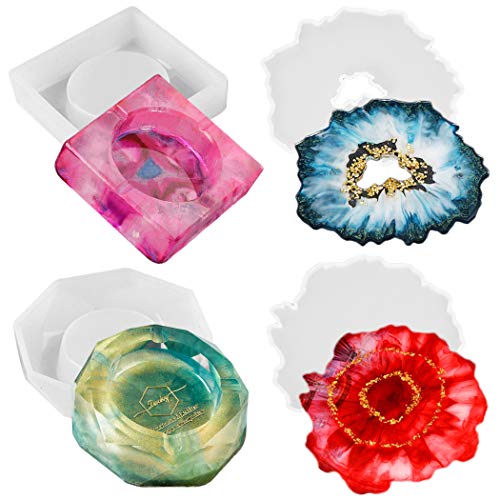 Coxeer 4 Stück DIY Silikonharz-Formen Epoxid-Form DIY Dekorative Mode Kreative Silikon Gussform für Aschenbecher Gussformen