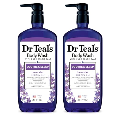 Dr Teals Body Wash with Pure Epsom Salt Soothe & Sleep with Lavender 24 fl oz (Pack of 2)