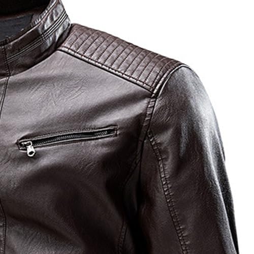 JEsilunmaMY Men's Stand Collar Moto Biker Coats Full Zip Winter Motorcycle Leather Coat Lightweight Windproof Bomber Jacket3