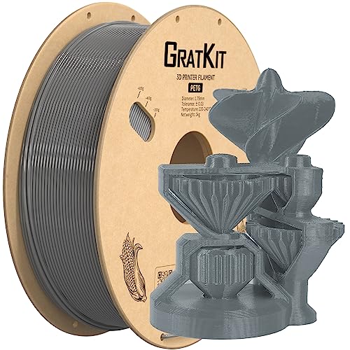 GratKit PETG 3D-Drucker Filament 1,75mm 1kg Spule, 3D-Druck Filament±0,03mm Präzision, Leicht zu drucken, Gleichmäßige Wicklung, Grau GratKit PETG 3D-Drucker Filament 1,75mm 1kg Spule, 3D-Druck Filament±0,03mm Präzision, Leicht zu drucken, Gleichmäßige Wicklung, Grau