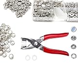 JAUEIVR 100 Sets Snap Fasteners Kit - Five Paws Pearly Surface Metal Snap Buttons Press Studs with...