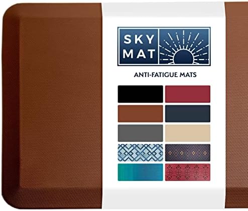 Sky Solutions Anti Fatigue Mat - 3/4" Cushioned Kitchen Rug and Standing Desk Mat & Garage - Non Slip, Waterproof and Stain Resistant (20" x 32", Brown)