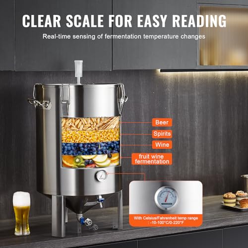 Image of VEVOR Fermentation Tank 16 Gal,Stainless Steel Beer Brew Fermentor, Brew Bucket Fermentor for Home Brewing with Conical Base Brewing Equipment