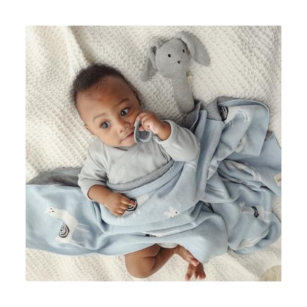 Bleu La La Babydecke - 100% Luxuriöse Weichbaumwollstrick Warme Gemütliche Kuscheldecke für Kinderwagen und WiegePuckdecke für Neugeborene Säuglinge und Kleinkinder – Bild 3