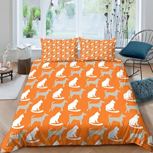 Housse de couette microfibre douce motif chat et chien grand lit - 2