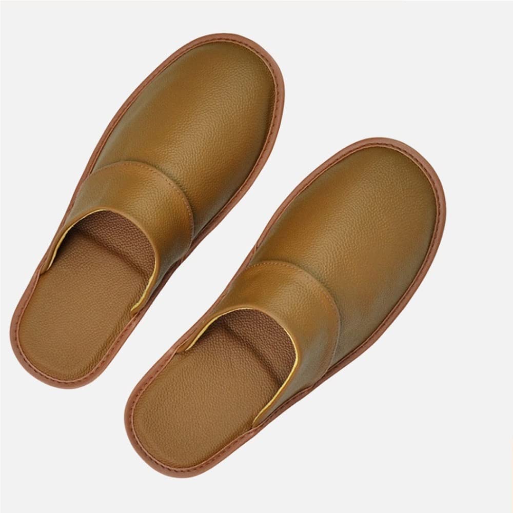 Unisex Mens Slippers for Genuine Cowhide Leather Non Slip Home Bedroom Shoes House Slippers Comfy Home Slippers Color