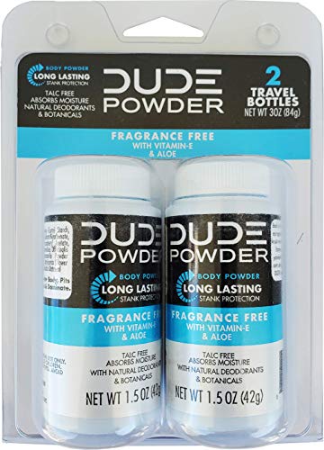 DUDE Powder - Fragrance Free 1.5oz Twin Pack(Great for Travel))