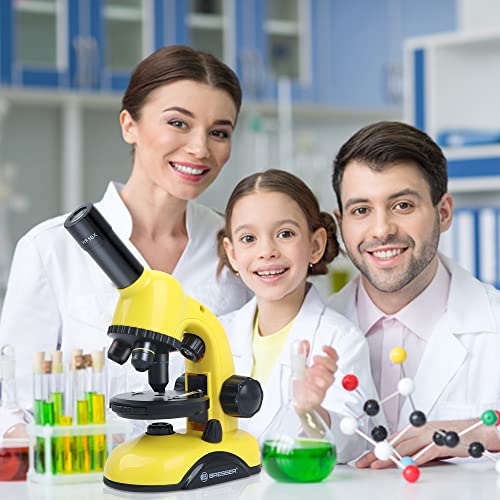 Bresser Microscope Kit For Kids, 40X-750X Kids Microscope With Prepared Slides, Dual Led Microscope For Kids, Equipped With A Full Set Of Specimens Making Tools For Boys Girls, Yellow #TOP7