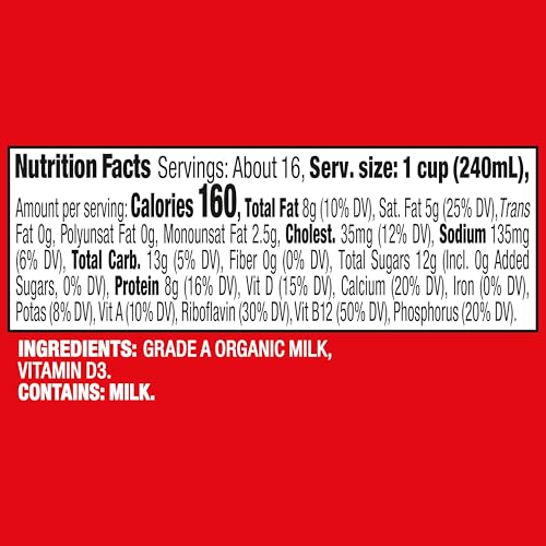 Image of Horizon Organic Vitamin D Whole Milk, 128 fl oz Gallon Jug | USDA Organic Vitamin D Milk, Ultra Pasteurized, Rich, Creamy, & Delicious