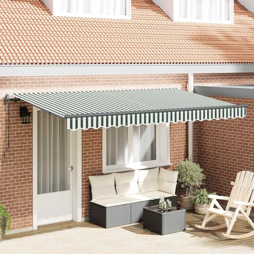 Auvent rétractable vert électrique pour ombrager vos repas sur la terrasse et le jardin