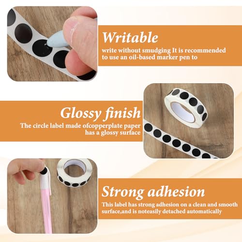 2000 Stück Runde Aufkleber 13mm, Schwarze Punktaufkleber, Kreisförmige Aufkleber, Kleine Klebepunkte Etiketten, Runde Schusspflaster für Büro, Geschäft, Klassenzimmer, Markierung