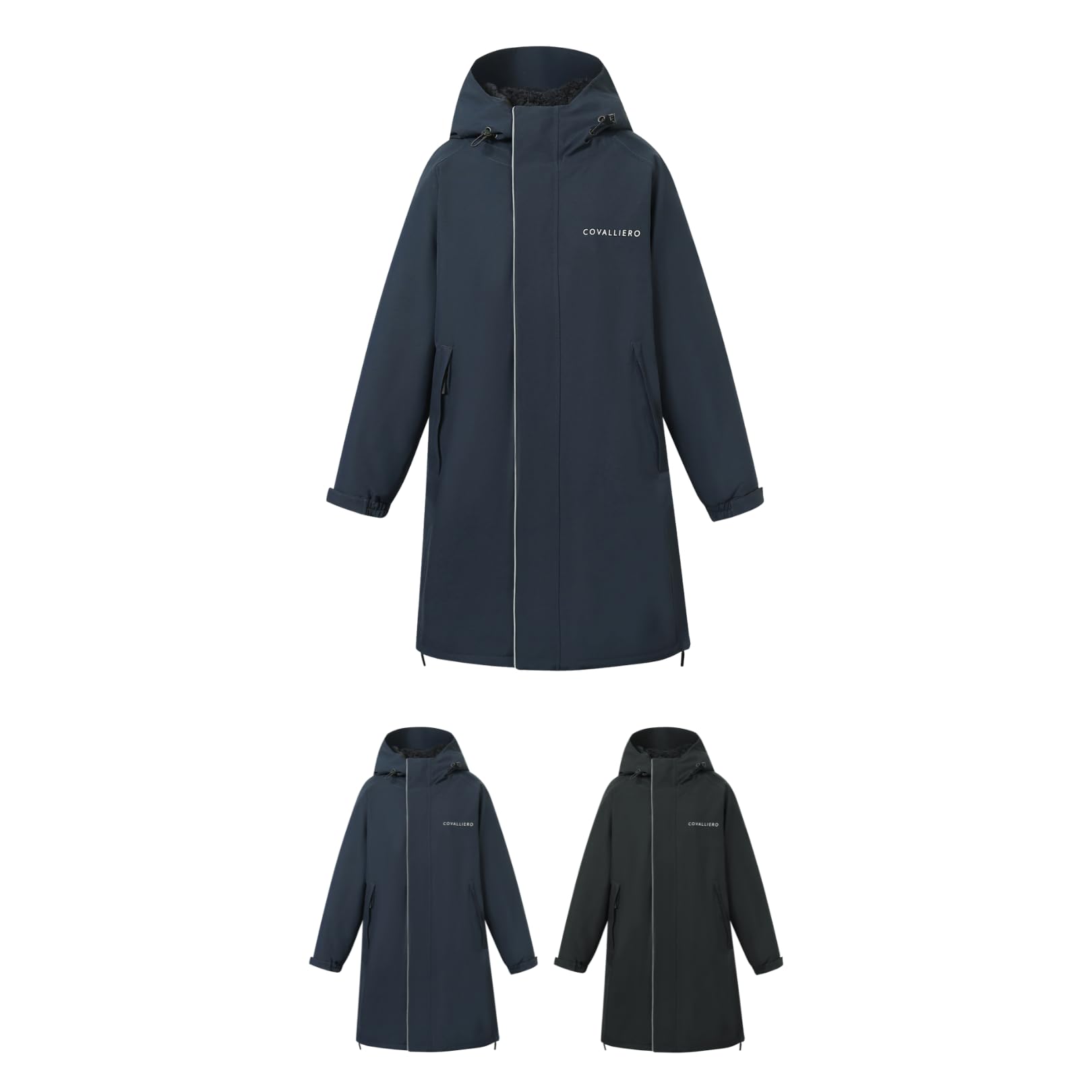 Covalliero - Damen Reitmantel Arktis – Wintermantel wasserabweisend & atmungsaktiv – langer Mantel mit warmem Innenfutter, Kapuze & 2 Taschen – Funktionsmantel im Oversized-Look – XS-XXL