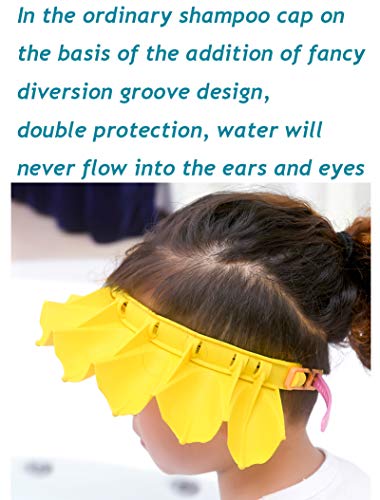 Baby Shower Cap Silicone Bathing Hat, Adjustable Shower Cap Kids, Infants Soft Protection Hat Safety Visor Cap Hat For Toddler Children (Yellow, Big Size(1-12 Years Old/16.5-22.8 Inches)) #TOP3