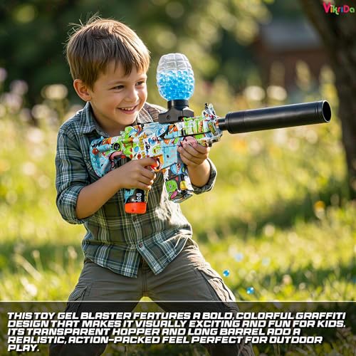 Image of VikriDA Automatic Gel Blaster Toy Gun for Kids with Gel Blaster Balls Rechargeable Battery Operated Outdoor Electric Target Game Toys for Boys Age 6 Year Above Birthday Gift