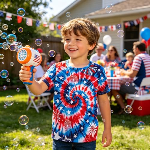 Image of Kids 4th of July 3D Tie Dye Style T-Shirt Boys Girls Patriotic American Flag Clothes Firecracker Tops 4-10 Years