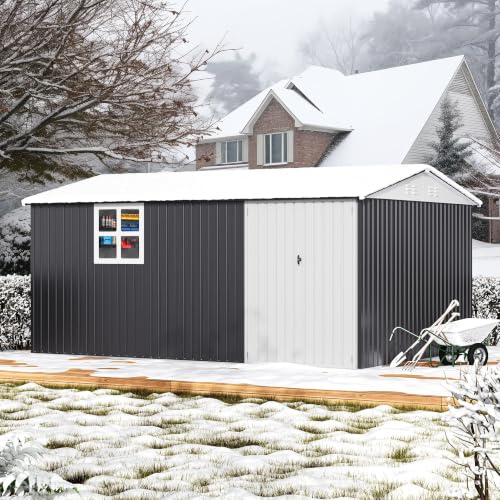 Image of Polar Aurora 10X14 FT Metal Outdoor Storage Shed with Window