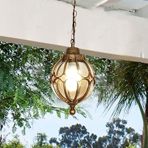 Lámpara retro de techo para cenador exterior e interior con suspensión de bronce 3