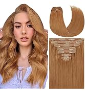 Caliee Hair Extensions Clip in Human Hair Auburn Double Weft Clip in Human Hair Extensions Thick ...
