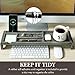 MyGift Desk Organizer Keyboard Shelf, Vintage Weathered Gray Solid Wood Office Storage Tray with 5 Compartments, Includes a Cable Organizer