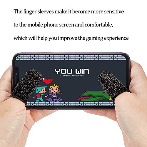 Gaming Finger Sleeve Touchscreen Finger Sleeve Anti-Sweat Breathable Touchscreen Finger Sleeve for Mobile Phone Games (Black White Grey, 30 Pieces) - Thumbnail 7