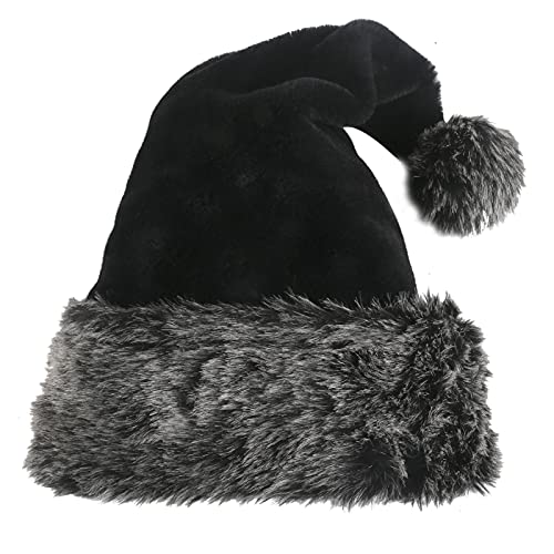 TWSANTAMAS Personalized Santa Hat-Super Soft Plush Christmas Hat-black