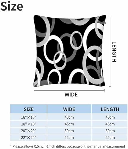 Miniatura 6 de Juego de 2 fundas de almohada con círculos geométricos abstractos de 18 x 18 pulgadas, color blanco y negro, juego de 2 fundas de almohada cuadradas