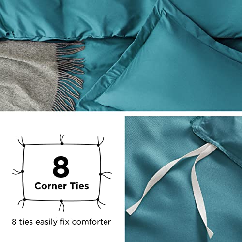 Image of Bedsure Duvet Cover Full Size - Soft Double Brushed Bedding Set for Kids & Adults, Zipper Closure, 3 Pieces, 1 Duvet Cover (80 inchx90 inch) & 2 Pillow Shams, NO Comforter, Teal