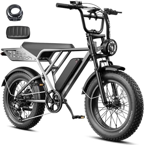 Jasion RetroVolt&Pro Electric Bike for Adults, 2000W/3000W Peak - 30/38MPH Electric Dirt Bike, 48V-52V, 13AH/20AH Battery, 70/90Miles Max Range Electric Motorcycle, 20'' X 4'' Fat Tire All-Terrain