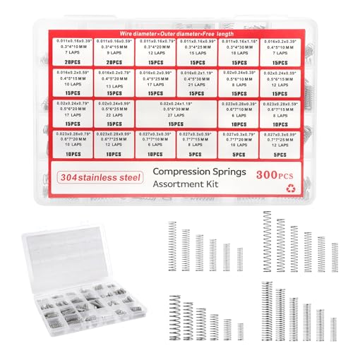 TMZELOA ressort compression assortiment ressorts 300 pièces – ressort inox 304 inox ressorts...