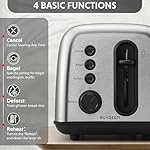 BUYDEEM DT420 2 Slice Toaster, Stainless Steel Toaster with Extra Wide Slots for Bagels, Muffins, High Lift Lever, 6 Shade Settings, Retro Sliver - Image 2
