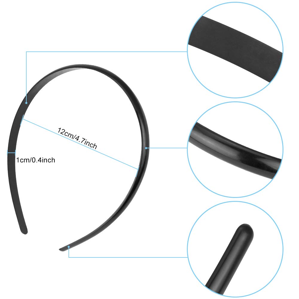 12 Cerchietti Sottili Per Donna In Plastica Satinata 0,5cm - Multicolore (Blu, Nero, Rosa, Verde, Rosso) - Elastici Fai Da Te - 3