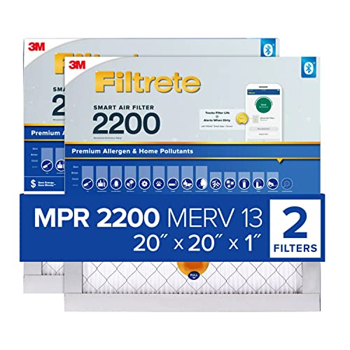 Filtrete Filtro de aire inteligente MPR 2200 MERV 13 de 20 x 20 x 1, alérgenos y contaminantes domésticos de primera calidad, paquete de 2 (dimensiones exactas 19.72 x 19.72 x 1.1) Cover