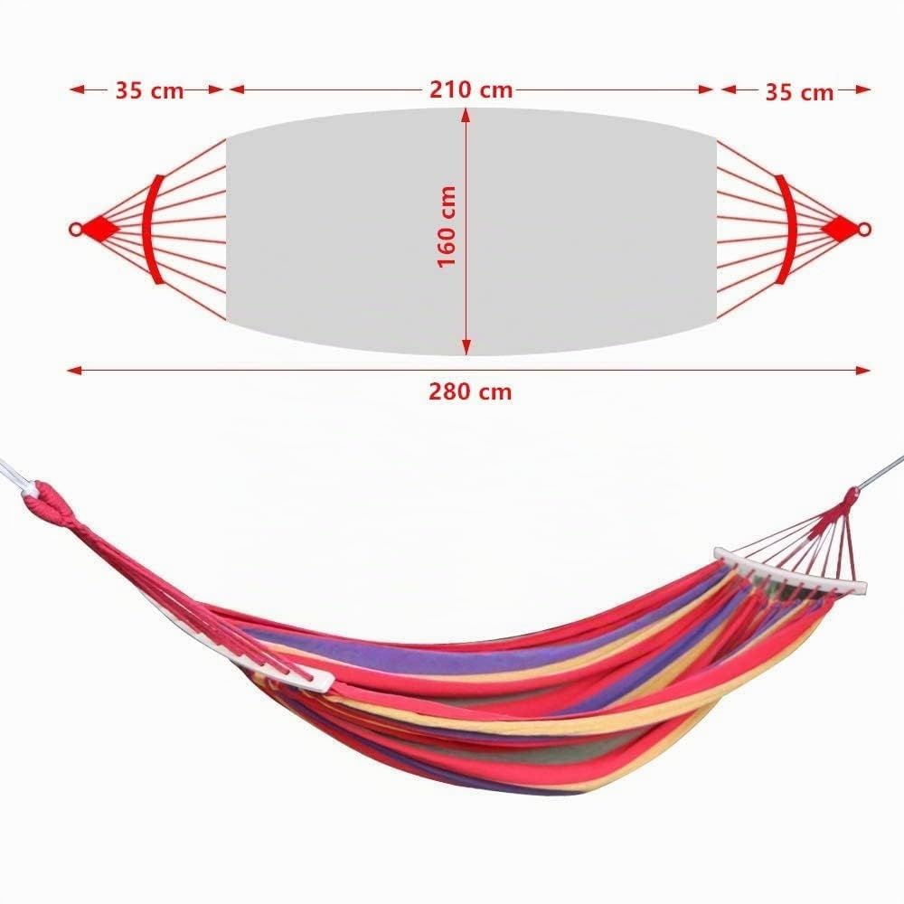 HOSPAOP Hamacas Dobles 280 x 160 cm, Hamaca Jardin Colgantes Exterior con Barra, Amaca Portátil de Lona con Cuerdas, Capacidad de 300kg, para Jardín Patio Acampar Trasero Playa Mochileros