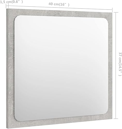 Miniatura 5 de YITHOPI Espejo rectangular de pared contemporáneo, espejo rectangular montado en la pared, sala de estar y más, espejo de baño gris hormigón de 15.7