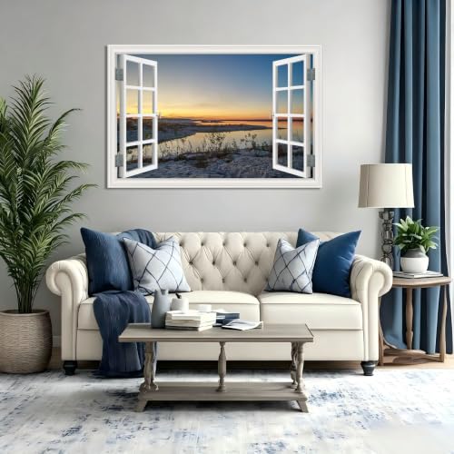 Cuadro lienzo efecto ventana al lago de 20x30cm para decorar tu salón 5